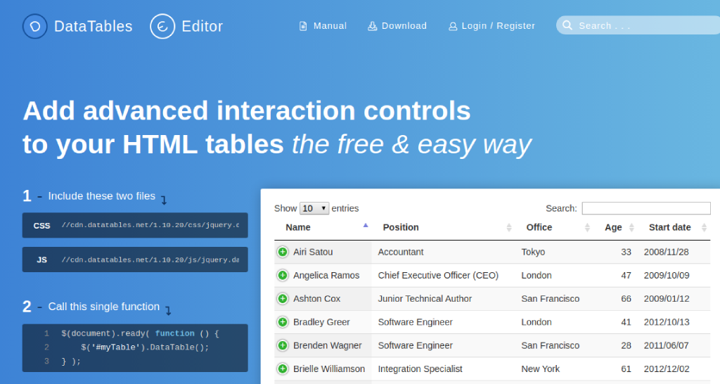 jquery datatables